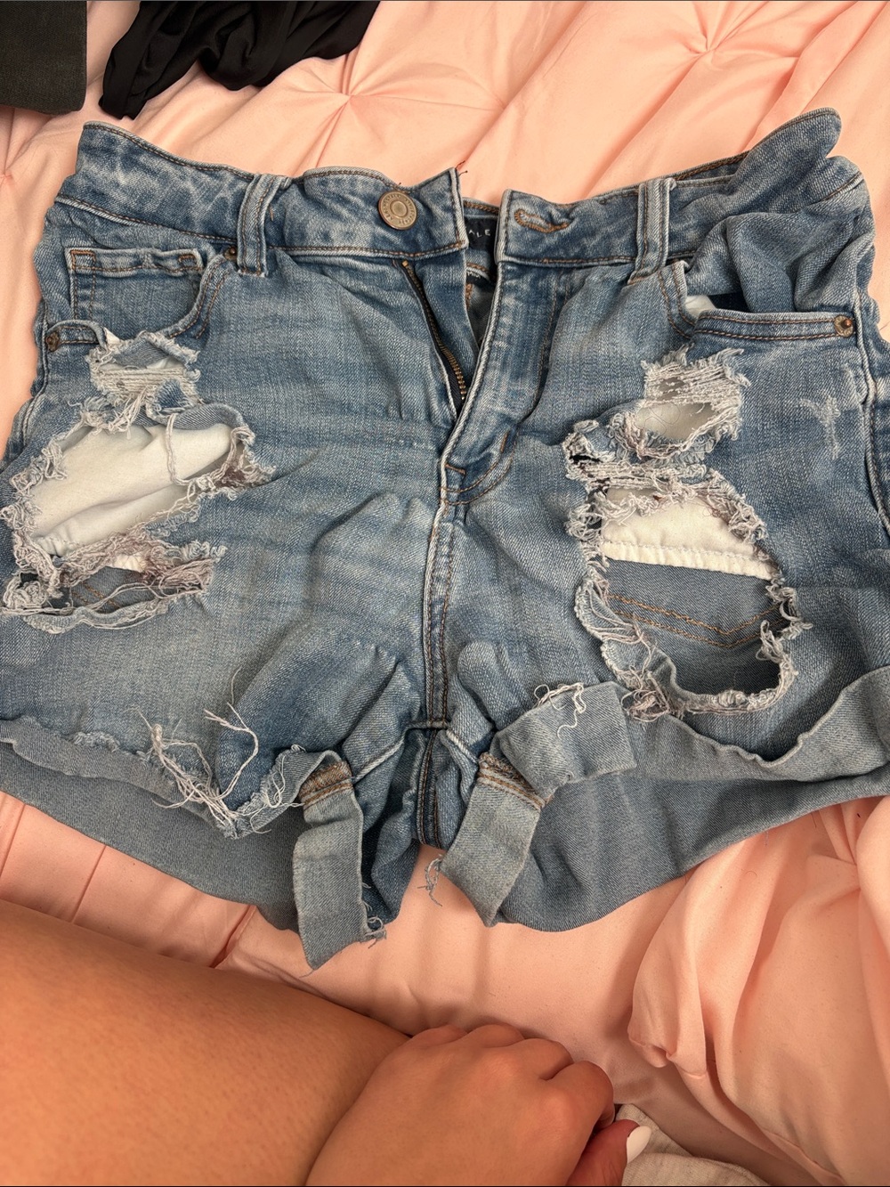Aeropostale Light Blue Distressed Denim Cutoff Shorts